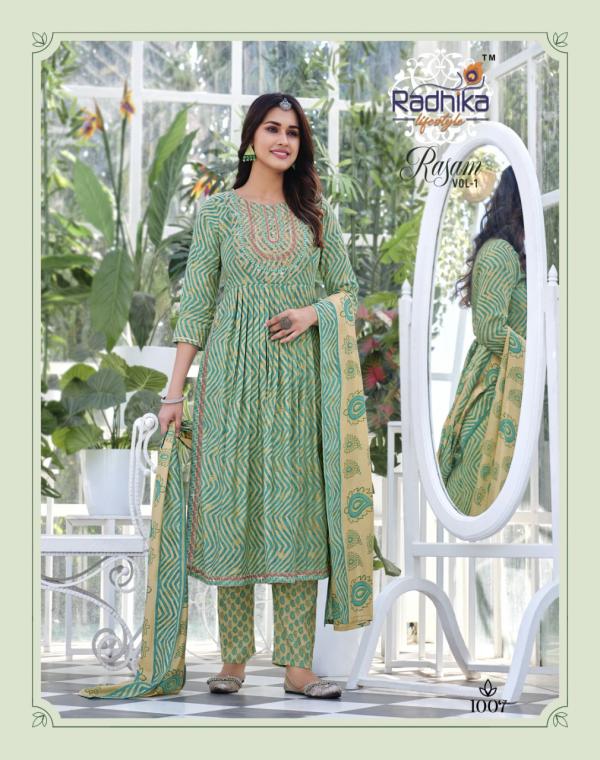 Radhika Rasam Vol 1 Festive Wear Rayon Kurti Pant With Dupatta Collection